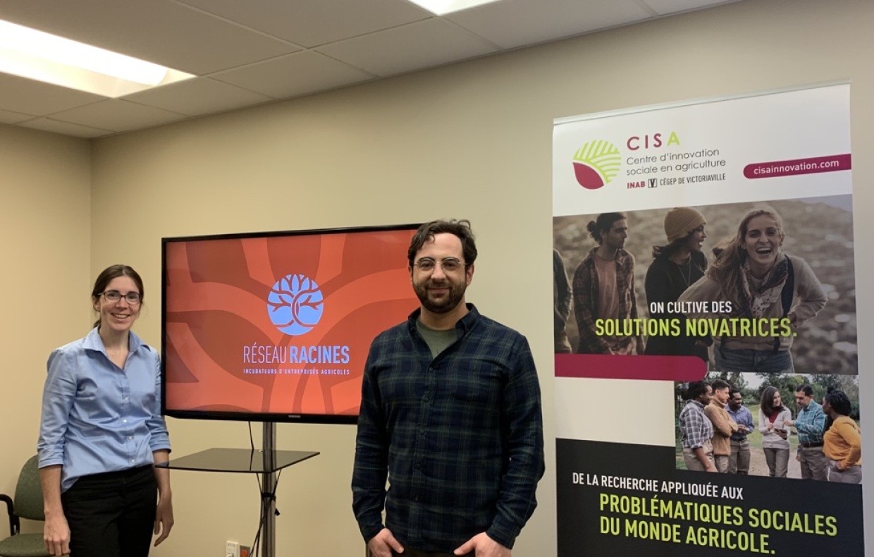 Christine Vigneault-Gingras, chercheuse et chargée de projet au CISA et Pierre Olivier Ouimet, également chercheur et chargé de projet au CISA et actuel coordonnateur du Réseau Racines.